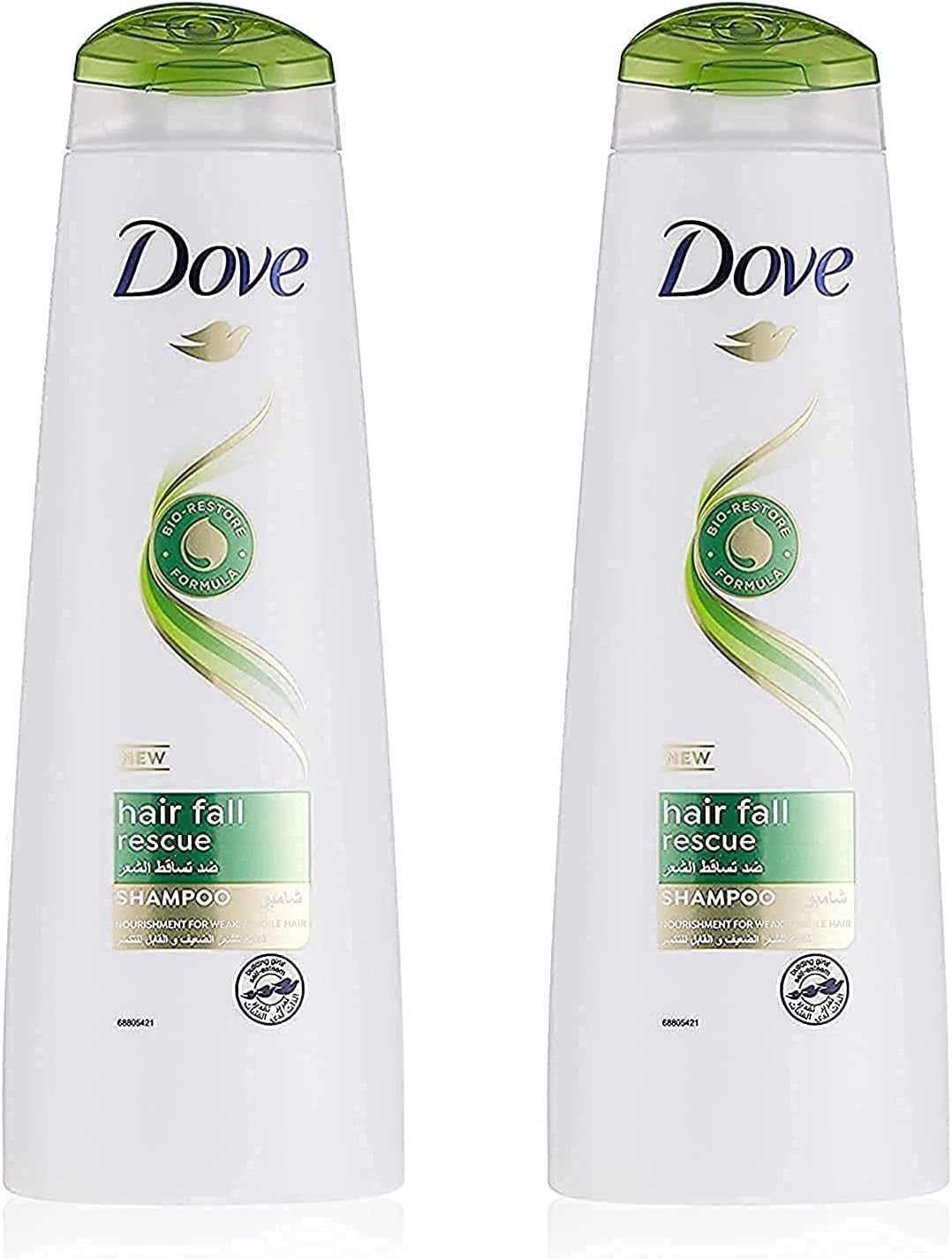 Dove Shampoo for Weak and Fragile Hair, Hair Fall Rescue, Nourishing Care for up to 98 percent less Hair Fall (400ml x 2)